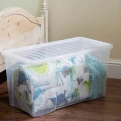 B&M Large Storage Box With Lid 110L - Clear 8 B&M Large Storage Box With Lid 110L - Clear -Kitchen and Tableware Store 284861 110l storage box with lid clear 4