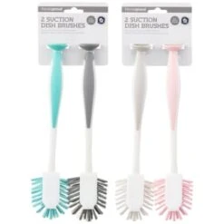 B&M Suction Dish Brushes 2pk - Grey & Blush 5 B&M Suction Dish Brushes 2pk - Grey & Blush -Kitchen and Tableware Store 321988 2pk suction dish brush main