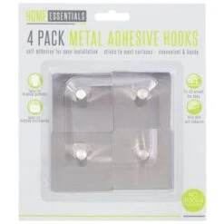 B&M Metal Adhesive Hooks 4pk - Square 9 B&M Metal Adhesive Hooks 4pk - Square -Kitchen and Tableware Store 332165 metal hooks 4pk square