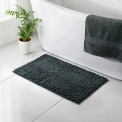 B&M Signature Microfibre Noodle Bath Mat - Charcoal