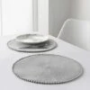 B&M Grey Round Pom Pom Placemats 4pk -Kitchen and Tableware Store 355688 4pk grey round placemats with pom poms