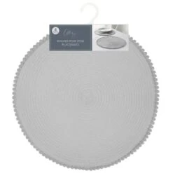 B&M Grey Round Pom Pom Placemats 4pk -Kitchen and Tableware Store 355688 pom pom placemats grey 2