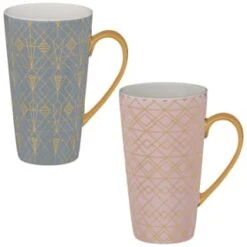 B&M Art Deco Latte Mug - Charcoal -Kitchen and Tableware Store 355732 art deco latte mugs main