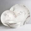B&M White Marble Effect Dinner Set 12pc -Kitchen and Tableware Store 357251 marble dinner set 12pk