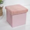 B&M Foldable Fur Seat - Blush -Kitchen and Tableware Store 366014 blush faux fur foldable seat ottoman