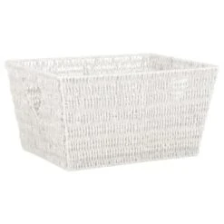B&M Vannes Heart Cut Out Wicker Basket - White