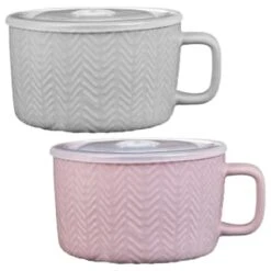 B&M Herringbone Embossed Soup Mug - Blush 5 B&M Herringbone Embossed Soup Mug - Blush -Kitchen and Tableware Store 369068 herringbone emboss soup mug main