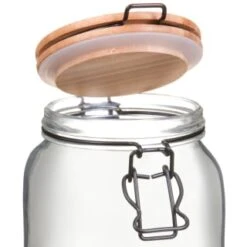 B&M Large Bamboo Clip Lock Glass Jar 5 B&M Large Bamboo Clip Lock Glass Jar -Kitchen and Tableware Store 369504 large glass clip lock jar with bamboo lid
