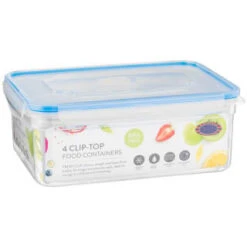 B&M Clip Top Food Containers 4pk - Blue 10 B&M Clip Top Food Containers 4pk - Blue -Kitchen and Tableware Store 369681 4pk clip top food containers blue