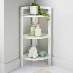 Maine 3 Tier Corner Shelving - White