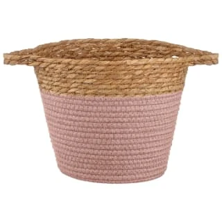 B&M Small Two Tone Wicker Basket - Pink 3 B&M Small Two Tone Wicker Basket - Pink