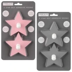 B&M Star Shaped Self Adhesive Hooks 2pk - Blush -Kitchen and Tableware Store 376159 2pk star shaped self adhesive hooks group