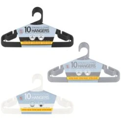 B&M Jumbo Hangers 10pk - Grey -Kitchen and Tableware Store 376555 376556 376557 10pk strong clothes hangers main 1