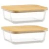 B&M Rectangular Glass Food Containers With Bamboo Lids 2pk -Kitchen and Tableware Store 376824 2pk regular glass food containers 4