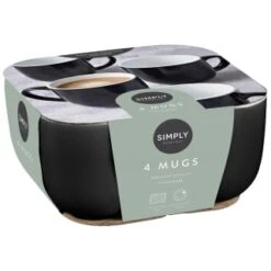 Simply Everyday Gloss Mugs 4pk - Black 9 Simply Everyday Gloss Mugs 4pk - Black -Kitchen and Tableware Store 380121 4pk simply everyday mugs black 2
