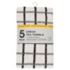 B&M Essentials Check Tea Towels - Black 5pk -Kitchen and Tableware Store 380235 5pk check tea towels black