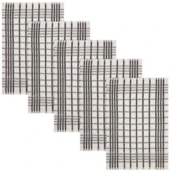 B&M Essentials Check Tea Towels - Black 5pk -Kitchen and Tableware Store 380235 5pk check tea towels black 2