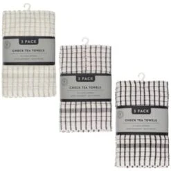 B&M Check Tea Towels - Black 3pk 11 B&M Check Tea Towels - Black 3pk -Kitchen and Tableware Store 380305 380307 380309 3pk check tea towels main