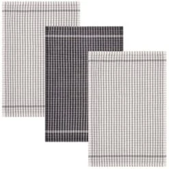 B&M Grey Check Tea Towels 3pk -Kitchen and Tableware Store 380305 3pk check tea towels grey 2