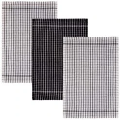 B&M Check Tea Towels - Black 3pk 8 B&M Check Tea Towels - Black 3pk -Kitchen and Tableware Store 380307 3pk check tea towels black 2