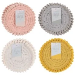 B&M Pom Pom Coasters - Grey 4pk -Kitchen and Tableware Store 380383 380384 380492 380495 4pk harmony pom pom coasters