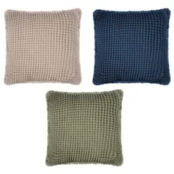 B&M Cotton Waffle Cushion - Green -Kitchen and Tableware Store 380445 380640 380486 cotton waffle cushion main