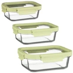 B&M Green Glass Food Container - Small -Kitchen and Tableware Store 380662 380663 380664 glass food container green medium