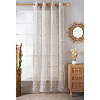 Tufted Leaf Voile 55 X 90" - Moonbeam 3 Tufted Leaf Voile 55 X 90" - Moonbeam