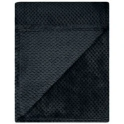 B&M Waffle Fleece Throw - Black -Kitchen and Tableware Store 383147 supersoft waffle fleece throw black 3