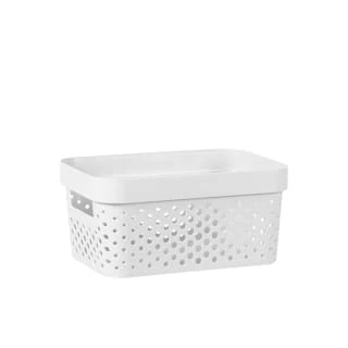 B&M Medium Rectangular Spot Storage Basket - White 3 B&M Medium Rectangular Spot Storage Basket - White