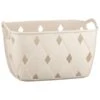 Diamond Embossed Cream Storage Basket - Medium