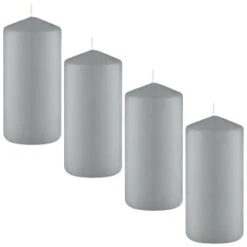 Grey Pillar Candles 4pk -Kitchen and Tableware Store 387750 4 pack grey pillar candles group