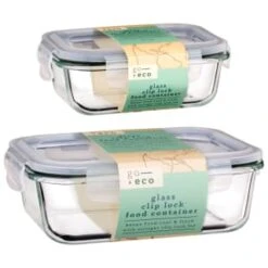 B&M Small Eco Glass Clip Lock Food Container -Kitchen and Tableware Store 388506 388507 glass clip lock food container group 2