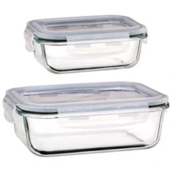 B&M Small Eco Glass Clip Lock Food Container -Kitchen and Tableware Store 388506 388507 glass clip lock food container group