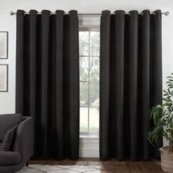 B&M Colorado Hopsack Fully Lined Black Eyelet Curtains 66 X 90"