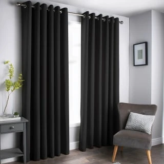 B&M Oxford Black Black Out Curtains With Eyelets 46 X 54" 3 B&M Oxford Black Black Out Curtains With Eyelets 46 X 54"