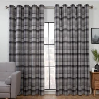 B&M Oakland Traditional Woven Grey Check Curtains 66 X 90" 3 B&M Oakland Traditional Woven Grey Check Curtains 66 X 90"