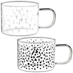 B&M Printed Glass Mug - Hearts -Kitchen and Tableware Store 390185 printed glass mug group