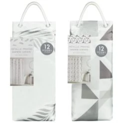 B&M Metallic Printed Shower Curtain - Silver Leaves -Kitchen and Tableware Store 390584 printed shower curtain group