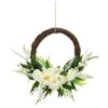 Bloom Wicker Floral Wreath - White -Kitchen and Tableware Store 392815 27cm half wicker floral wreath with jute hoop hanger white