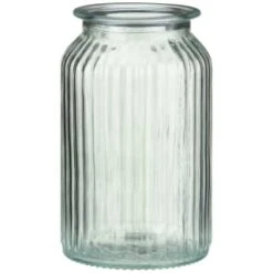 B&M Large Ribbed Glass Jar With Wooden Lid -Kitchen and Tableware Store 394426 ribbed glass jar with wooden lid large 3