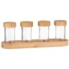 B&M Set Of 4 Glass Spice Jars With Bamboo Wood Base -Kitchen and Tableware Store 394437 set of 4 glass spice jars with bamboo wood lid and base
