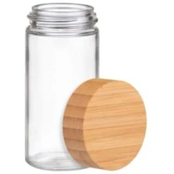 B&M Set Of 4 Glass Spice Jars With Bamboo Wood Base 8 B&M Set Of 4 Glass Spice Jars With Bamboo Wood Base -Kitchen and Tableware Store 394437 set of 4 glass spice jars with bamboo wood lid and base 2