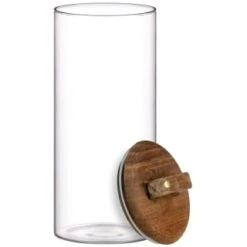 B&M Large Glass Jar With Acacia Wood Lid -Kitchen and Tableware Store 394438 large glass canister with acacia wood