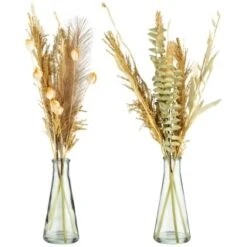 B&M Pampas & Leaf In Glass Vase 7 B&M Pampas & Leaf In Glass Vase -Kitchen and Tableware Store 394707 pampas and leaf in glass vase group