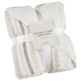 Winston Grey Stripe Sherpa Throw 3 Winston Grey Stripe Sherpa Throw