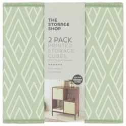 Lokken Printed Storage Cubes 2pk - Sage Diamond -Kitchen and Tableware Store 395843 2pk printed lokken storage cubes sage diamond 2