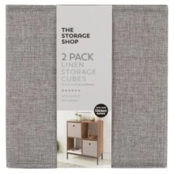Kitchen and Tableware Store -Kitchen and Tableware Store 395851 2pk linen lokken storage cubes grey 2