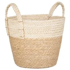 B&M White Bottom 2 Tone Wicker Basket