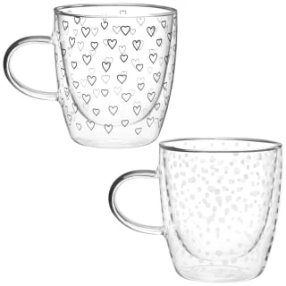 B&M Printed Double Wall Glass Mug - Spots 4 B&M Printed Double Wall Glass Mug - Spots - Image 2